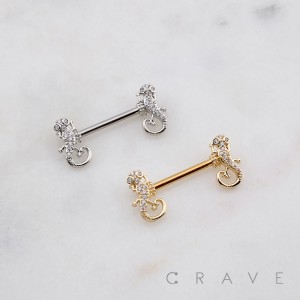 MULTI CZ LIZARD GECKO 316L SURGICAL STEEL NIPPLE RING